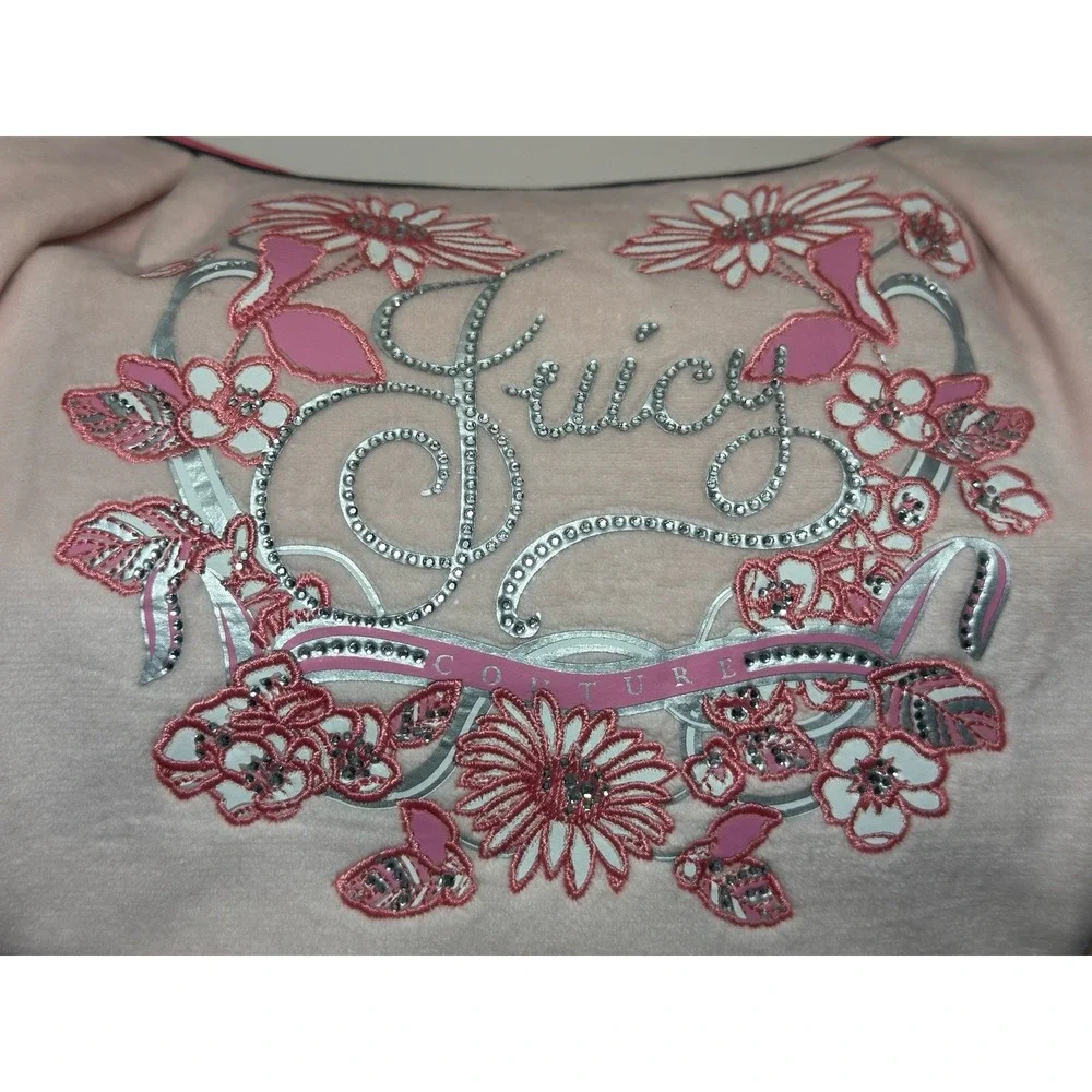 Juicy Couture Hobo Bag Juicy In Bloom Powder Blush Pink Velour Floral Y2K